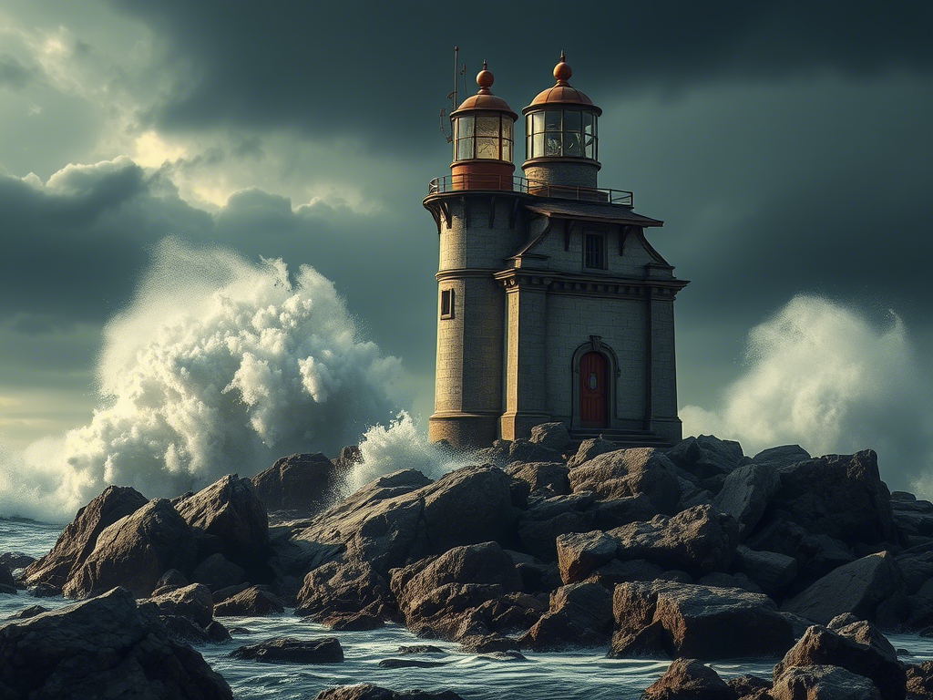 Fantasy Castle Above the Clouds with Crescent Moon