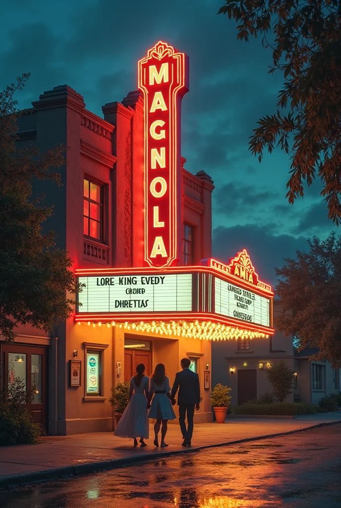 "Vintage Magnolia Theater Night View My Store