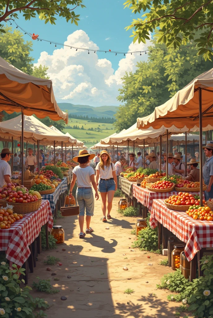 Bustling Outdoor Farmers Market with Fresh Produce My Store