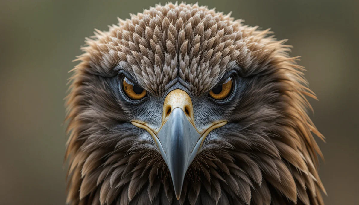 Piercing Golden Eagle Close-Up - Fierce Black and White Bird of Prey Portrait Print