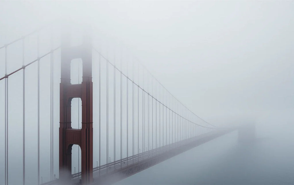 Akashi Kaikyo Bridge in Clouds