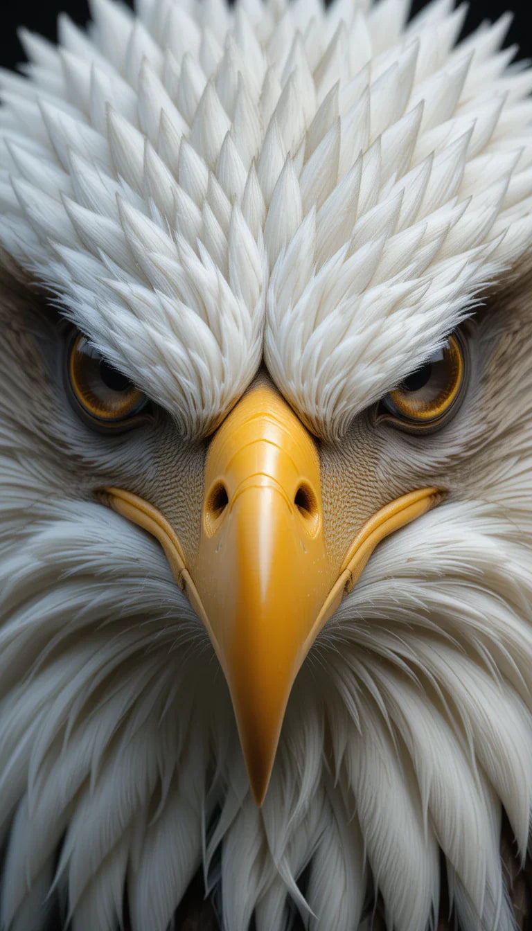 Piercing Golden Eagle Close-Up - Fierce Black and White Bird of Prey Portrait Print