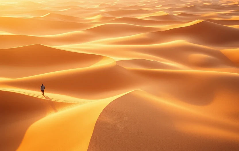 CAMAEL CARVAN CROSSING ENDLESS DESERT DUNES