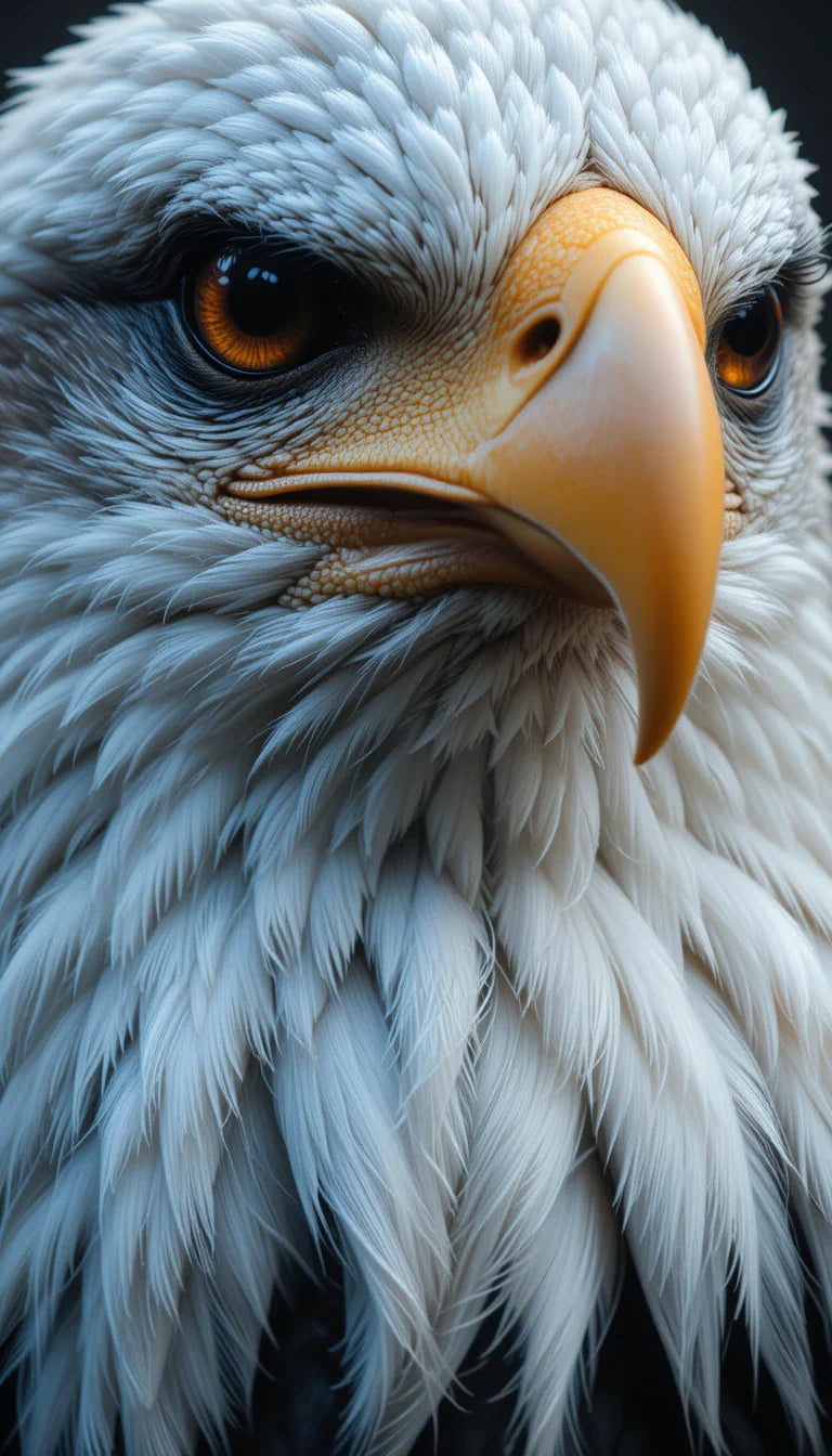 Piercing Golden Eagle Close-Up - Fierce Black and White Bird of Prey Portrait Print
