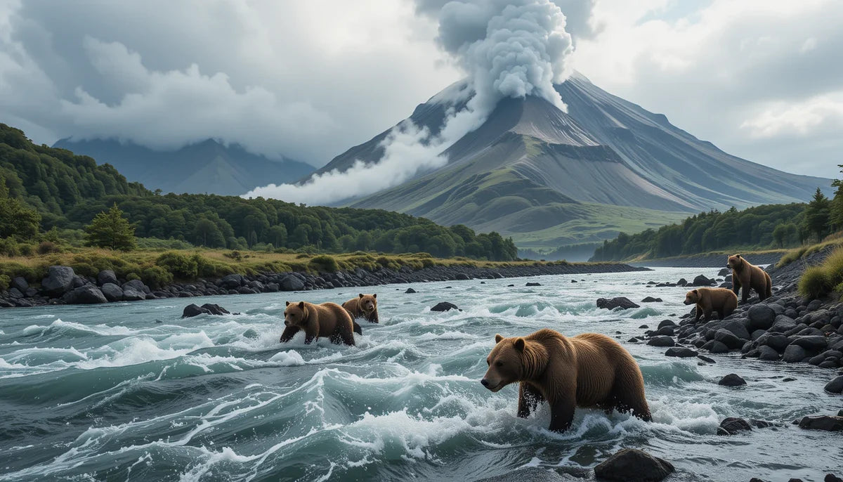 VOLCANIC VALLEY BEAR SCENE PRINT
