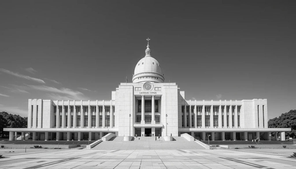 Confederation Building Facade in Dramatic Monochrome - Black and White Architectural Wall Art, St. John's Newfoundland