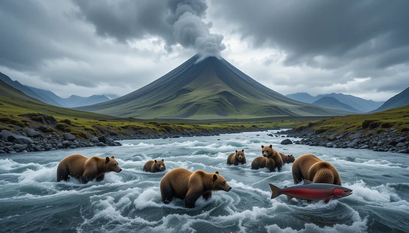 VOLCANIC VALLEY BEAR SCENE PRINT