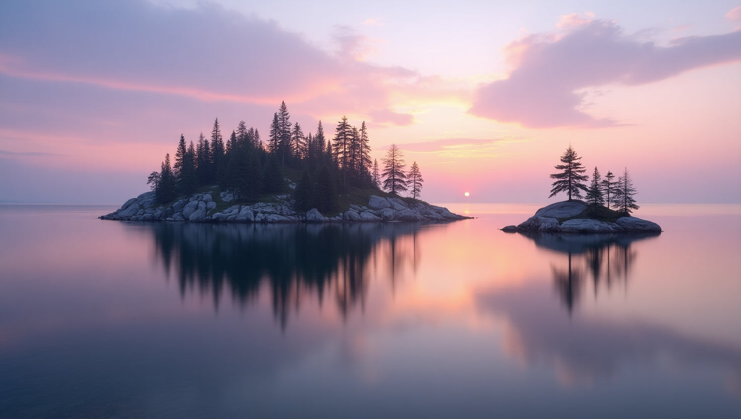 Pink Sunset Over Rocky Islands My Store