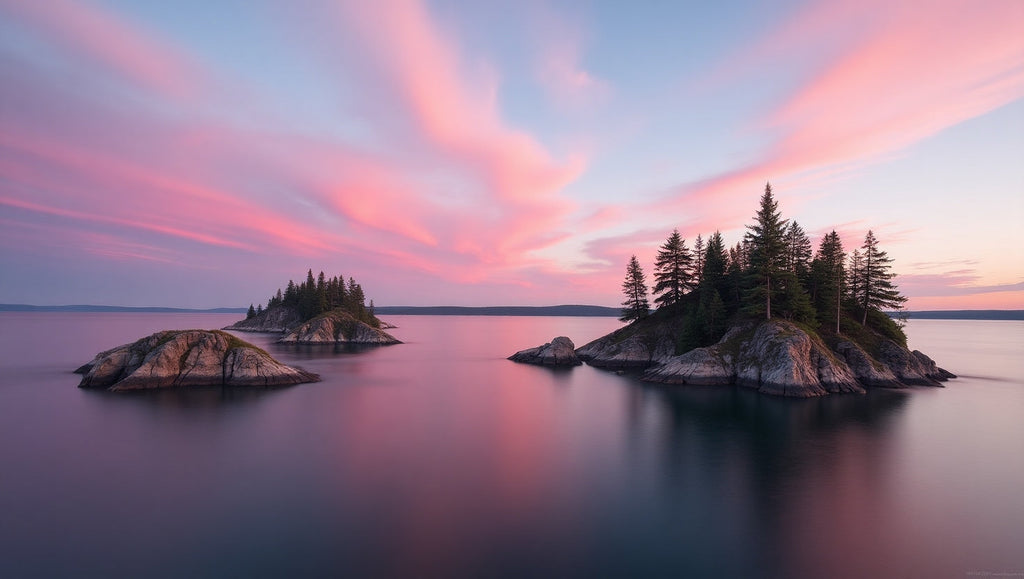 Pink Sunset Over Rocky Islands My Store