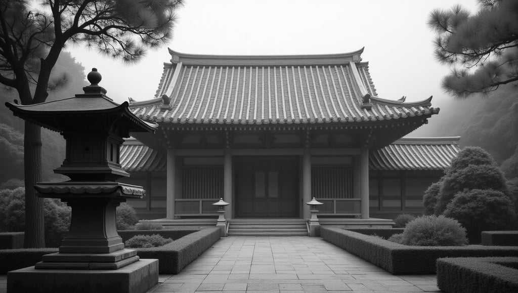 Japanese temple in mist → Lantern at the Edge of Eternity