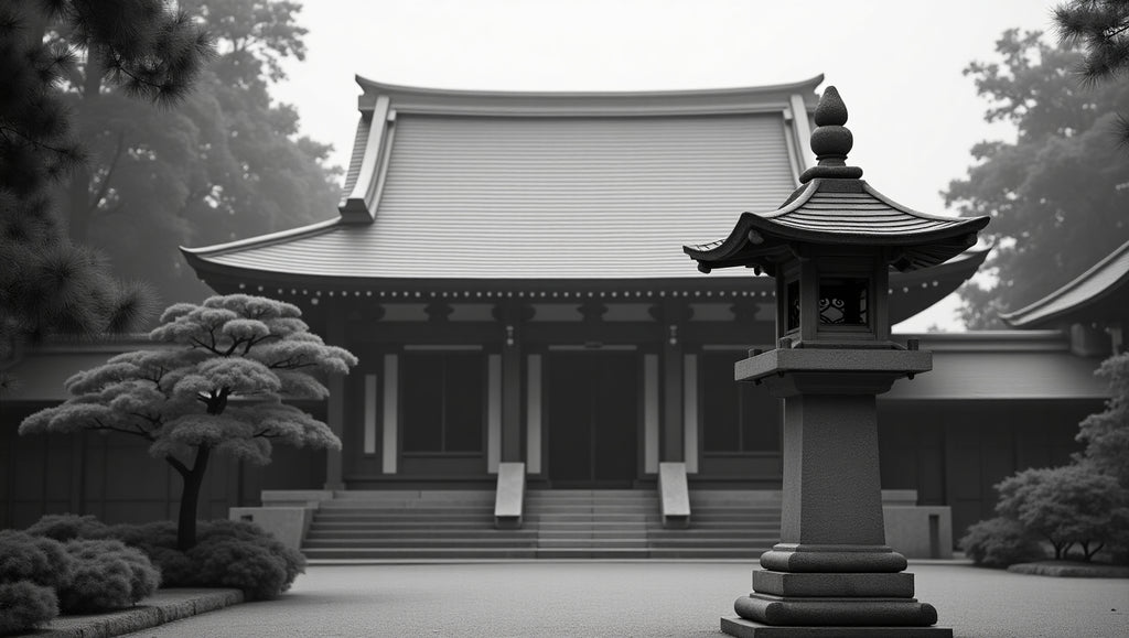 Japanese temple in mist → Lantern at the Edge of Eternity