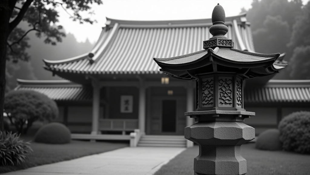 Japanese temple in mist → Lantern at the Edge of Eternity