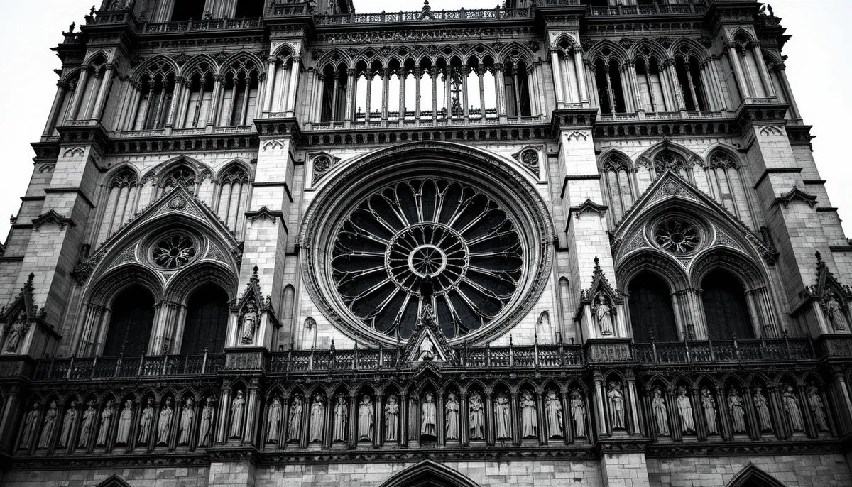 Westminster Abbey Gothic Facade in Black and White – Historic London Architecture Art Print