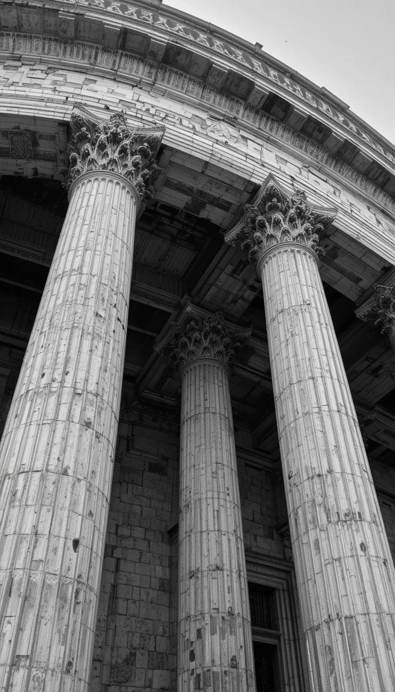 Pantheon Columns Close-Up - Majestic Black and White Ancient Roman Architecture Poster, Rome Itally