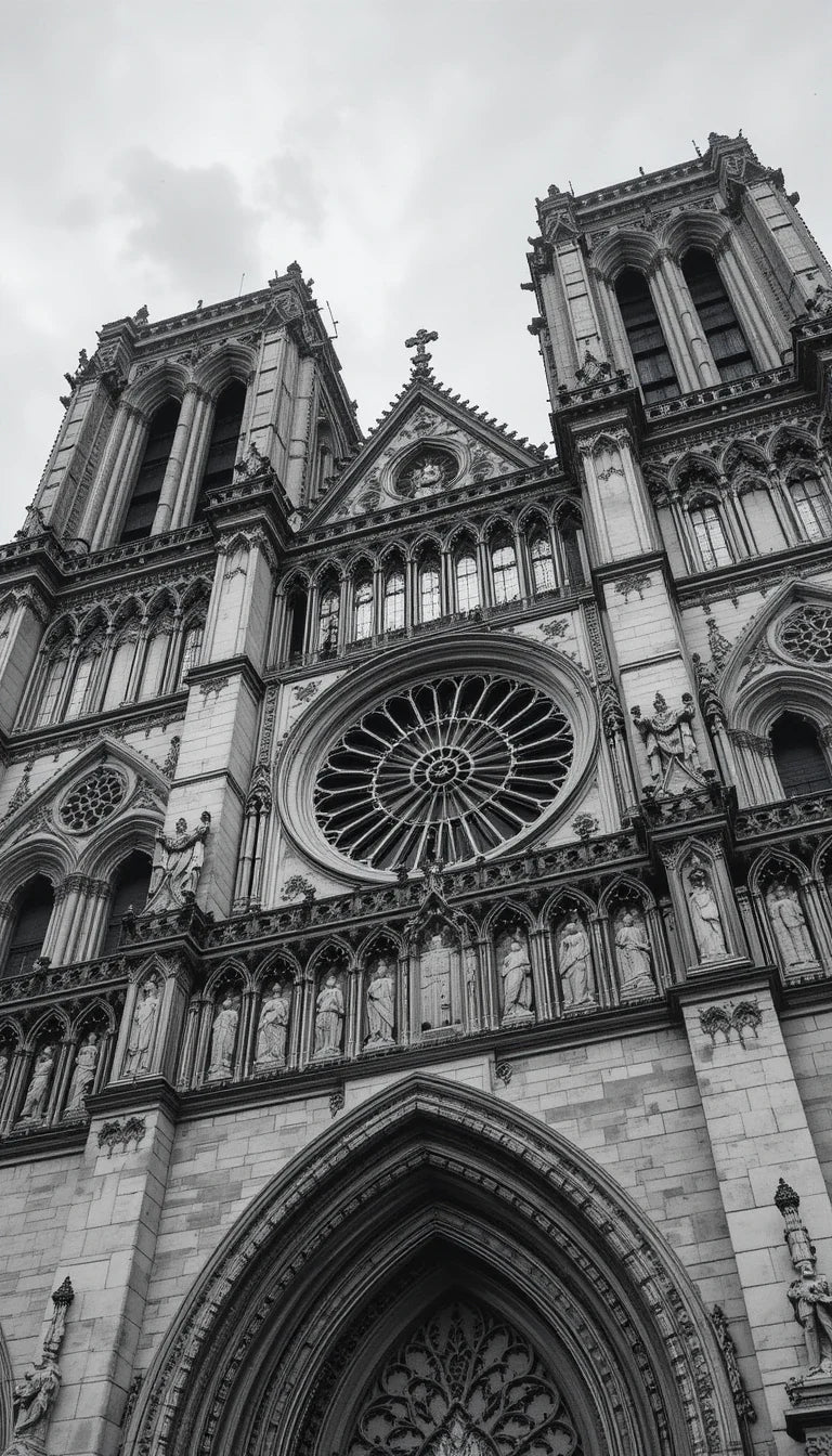 Westminster Abbey Gothic Facade in Black and White – Historic London Architecture Art Print