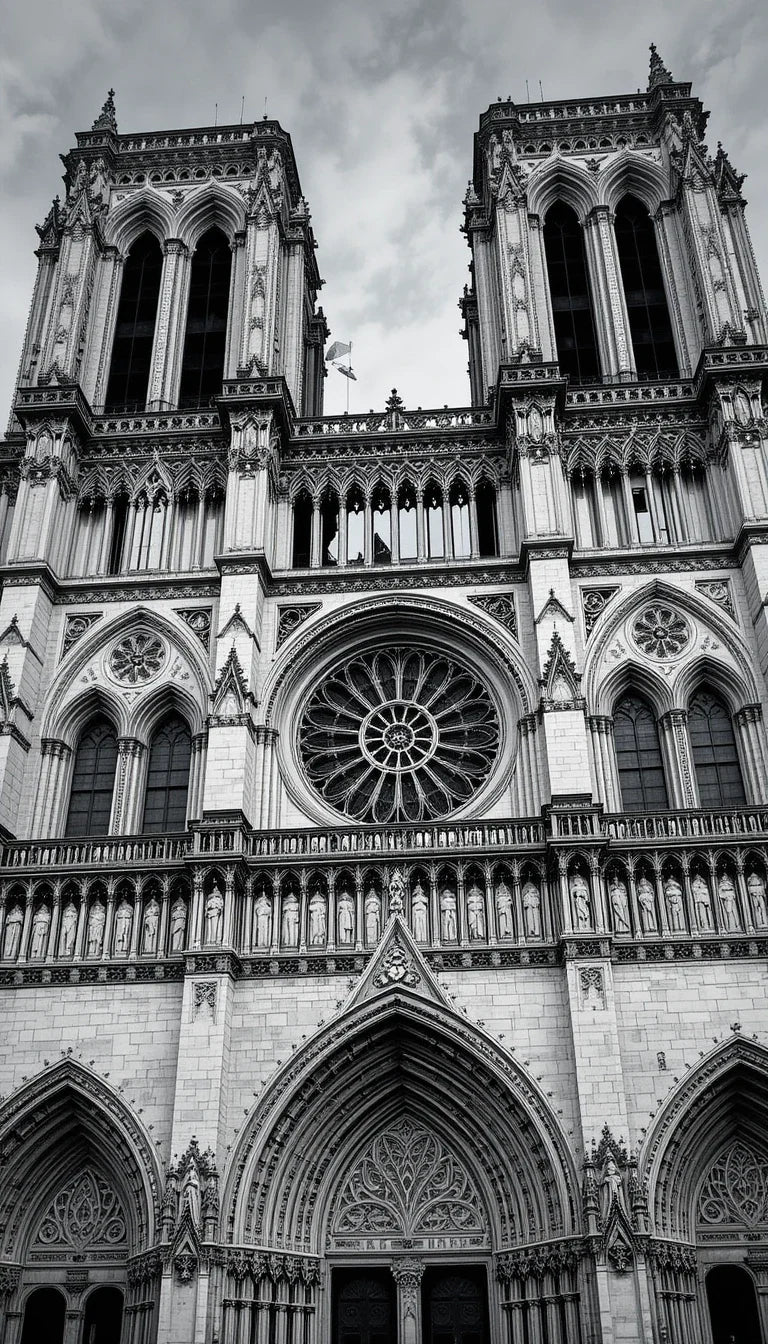 Westminster Abbey Gothic Facade in Black and White – Historic London Architecture Art Print