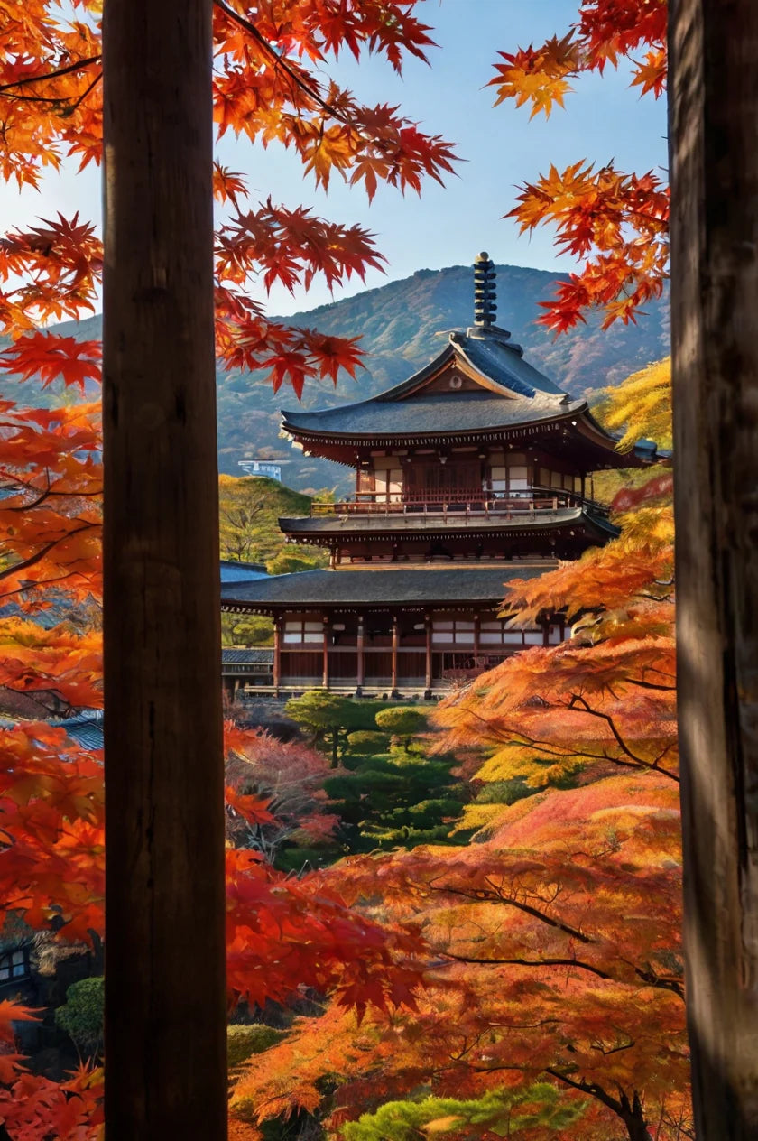 JAPAN KYOTO TEMPLE IN AUTUMN