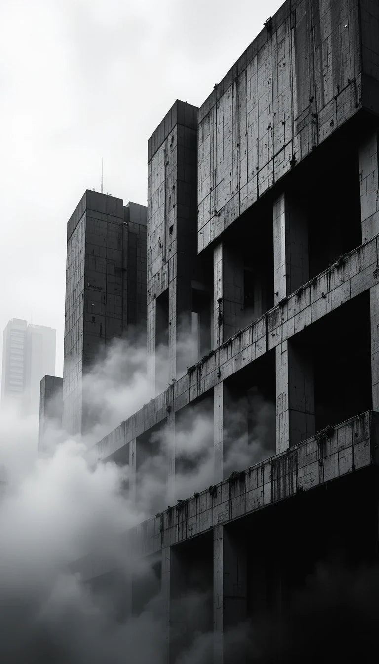 Sharp pointed skyscraper in clouds