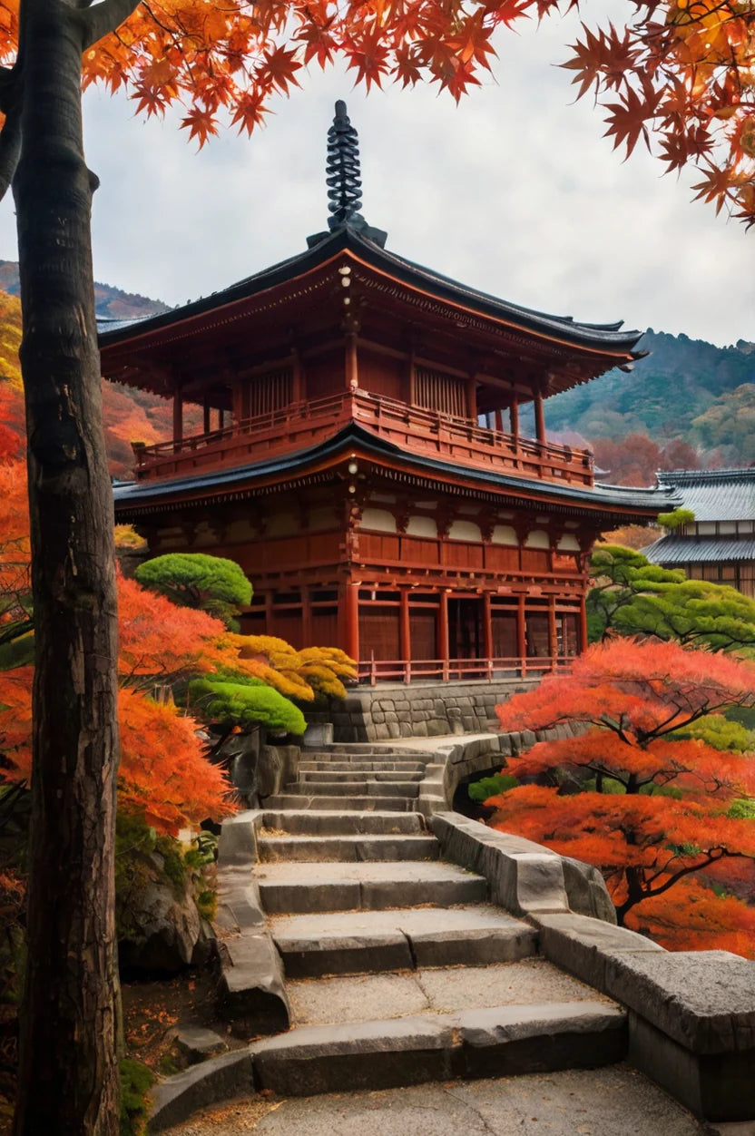 JAPAN KYOTO TEMPLE IN AUTUMN