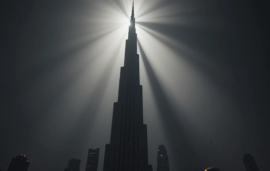 Burj Khalifa-like tower from below
