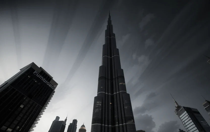Burj Khalifa-like tower from below