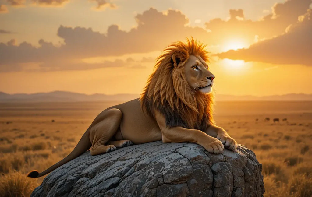 MAJESTIC LION SUNSET WALL ART