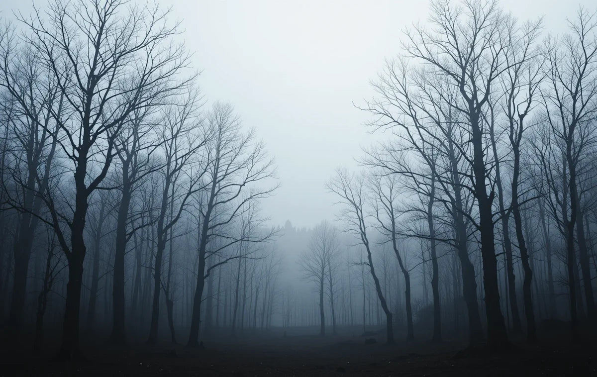 Black and White Misty Leafless Trees Fine Art Photography