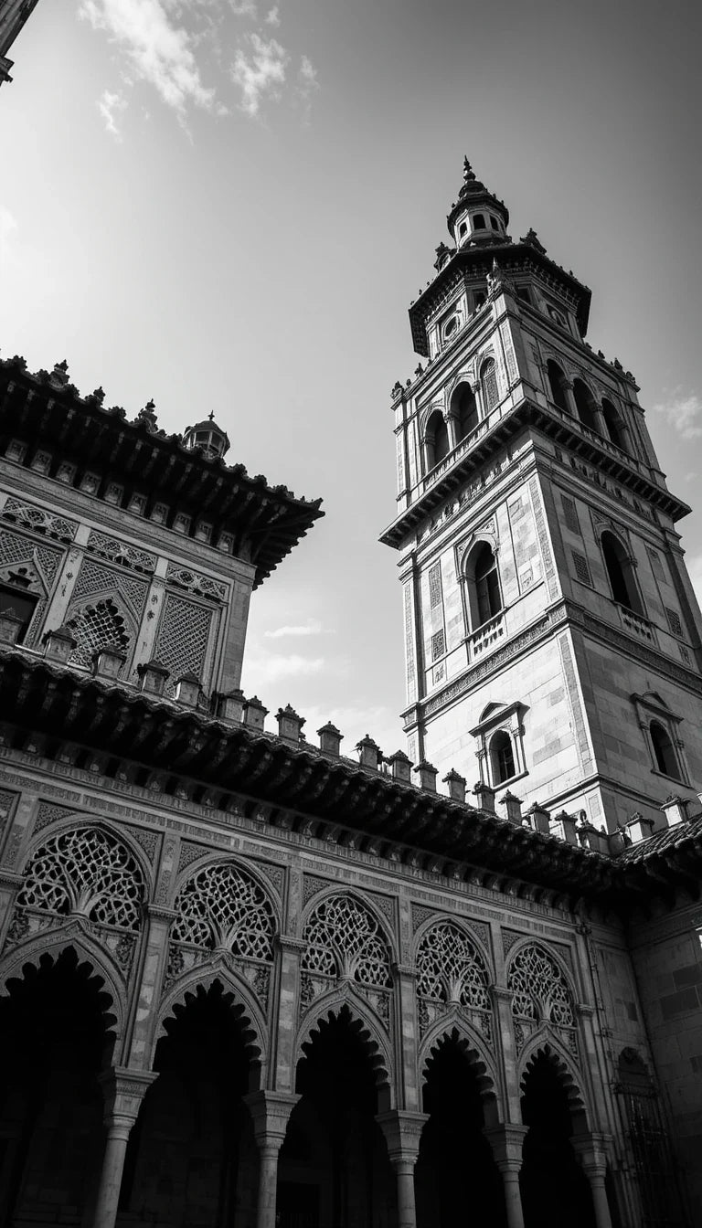 Giralda Tower Seville in Black and White – Historic Spanish Architecture Fine Art Print
