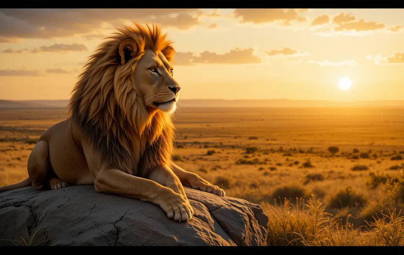 MAJESTIC LION SUNSET WALL ART