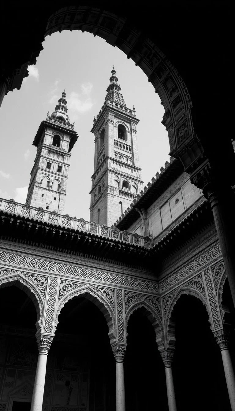Giralda Tower Seville in Black and White – Historic Spanish Architecture Fine Art Print