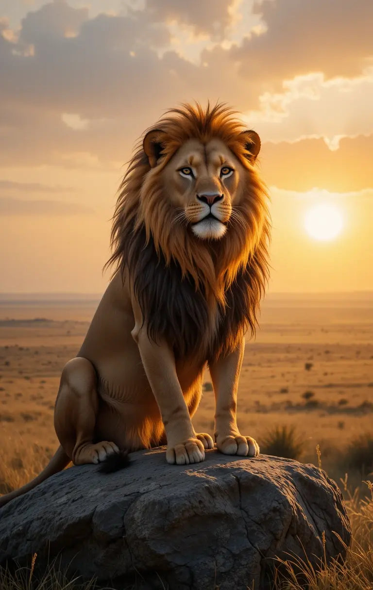 MAJESTIC LION SUNSET WALL ART