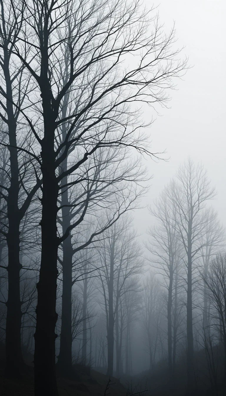 Black and White Misty Leafless Trees Fine Art Photography