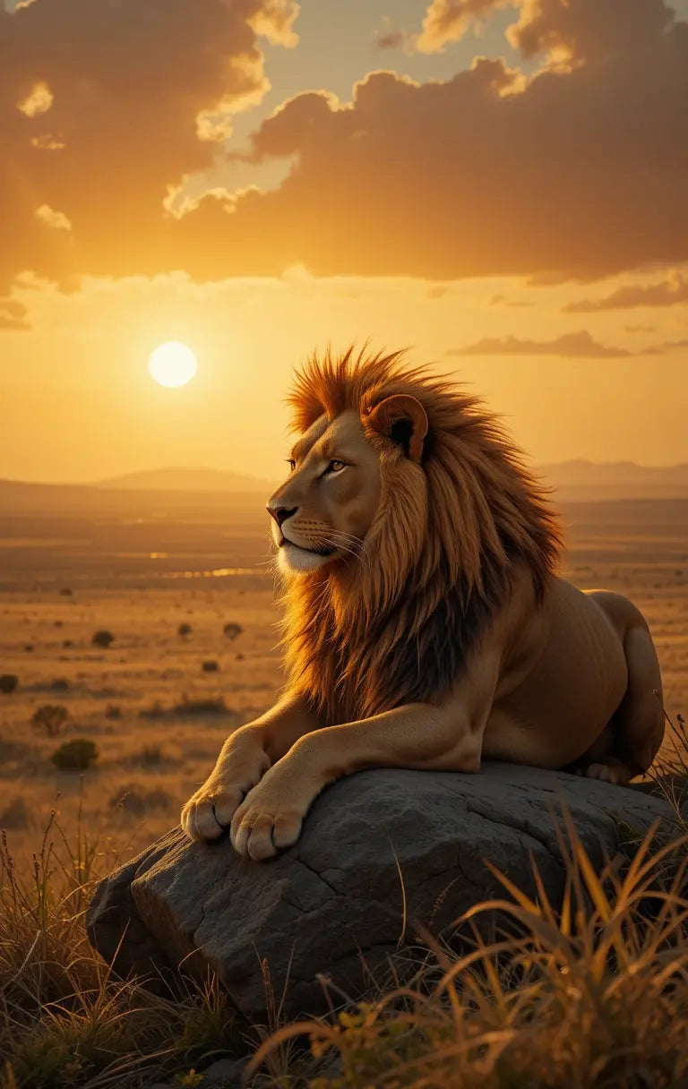 MAJESTIC LION SUNSET WALL ART