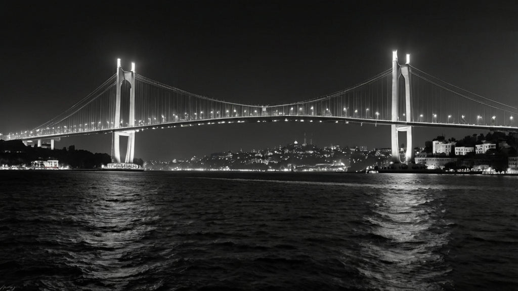 Illuminated Istanbul Bridge Fine Art Print