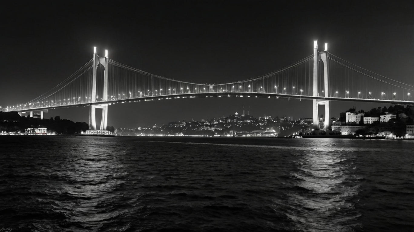 Illuminated Istanbul Bridge Fine Art Print