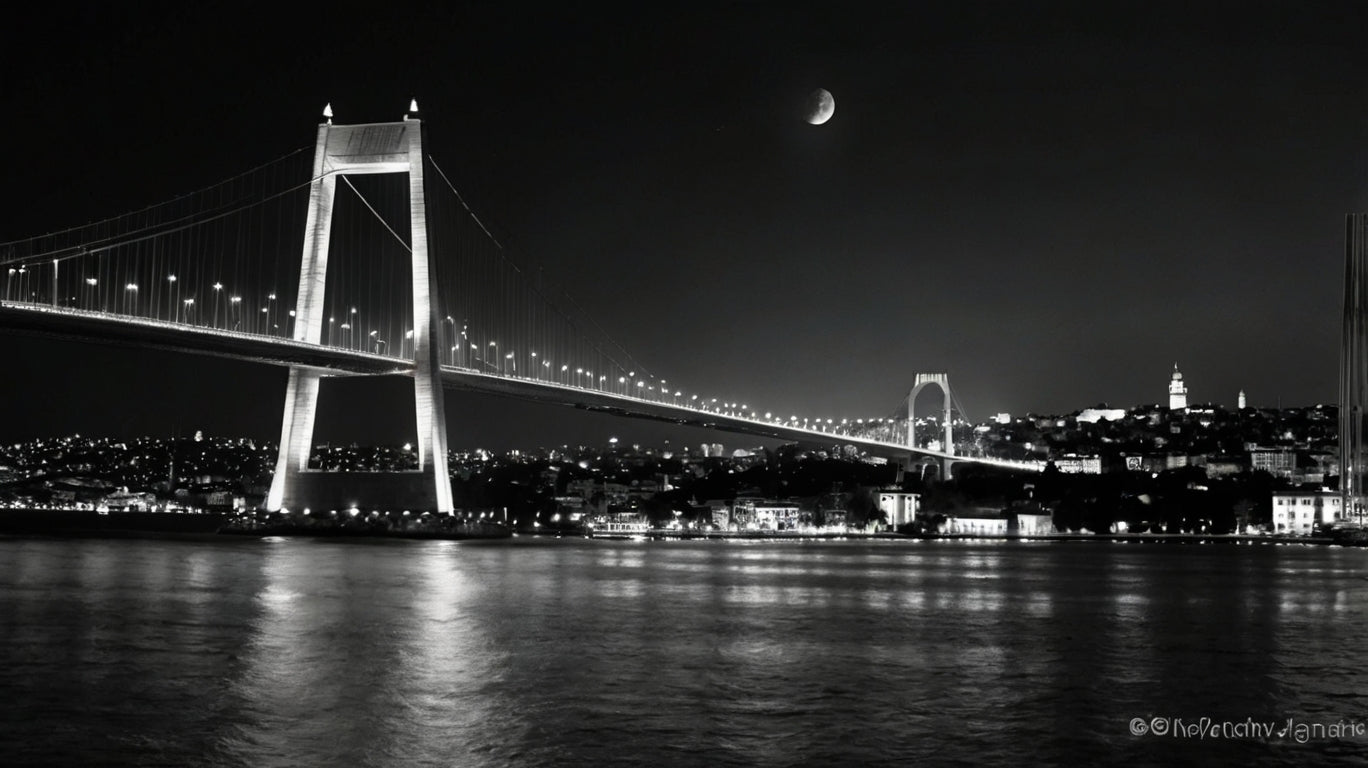 Illuminated Istanbul Bridge Fine Art Print