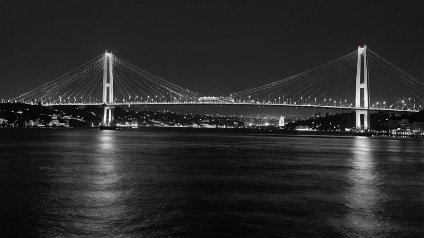 Illuminated Istanbul Bridge Fine Art Print