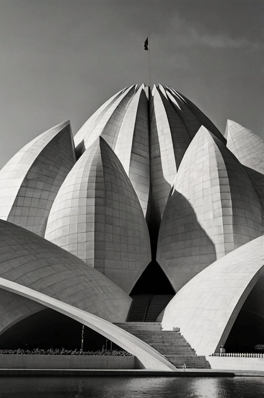 Monochrome Lotus Temple Architectural Print