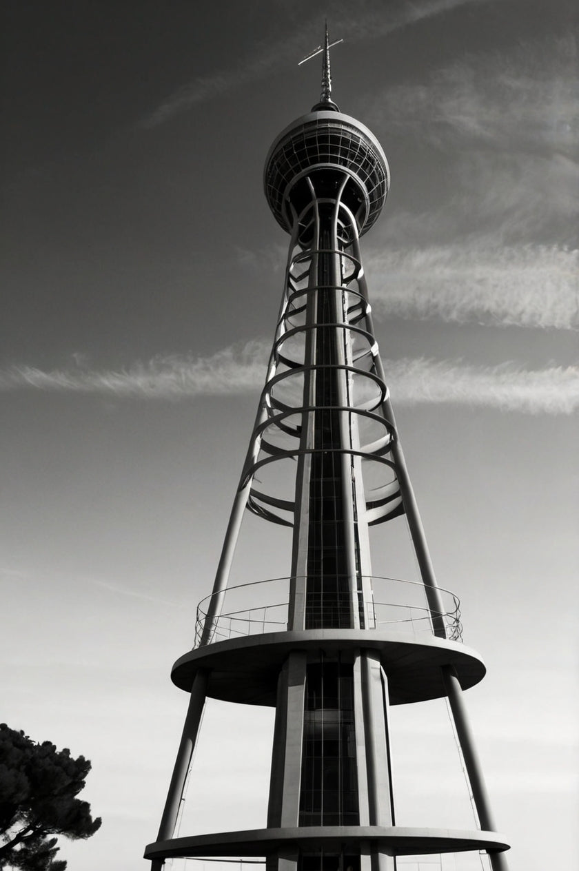 Reaching the Sky – Minimalist Black & White Tower Photography