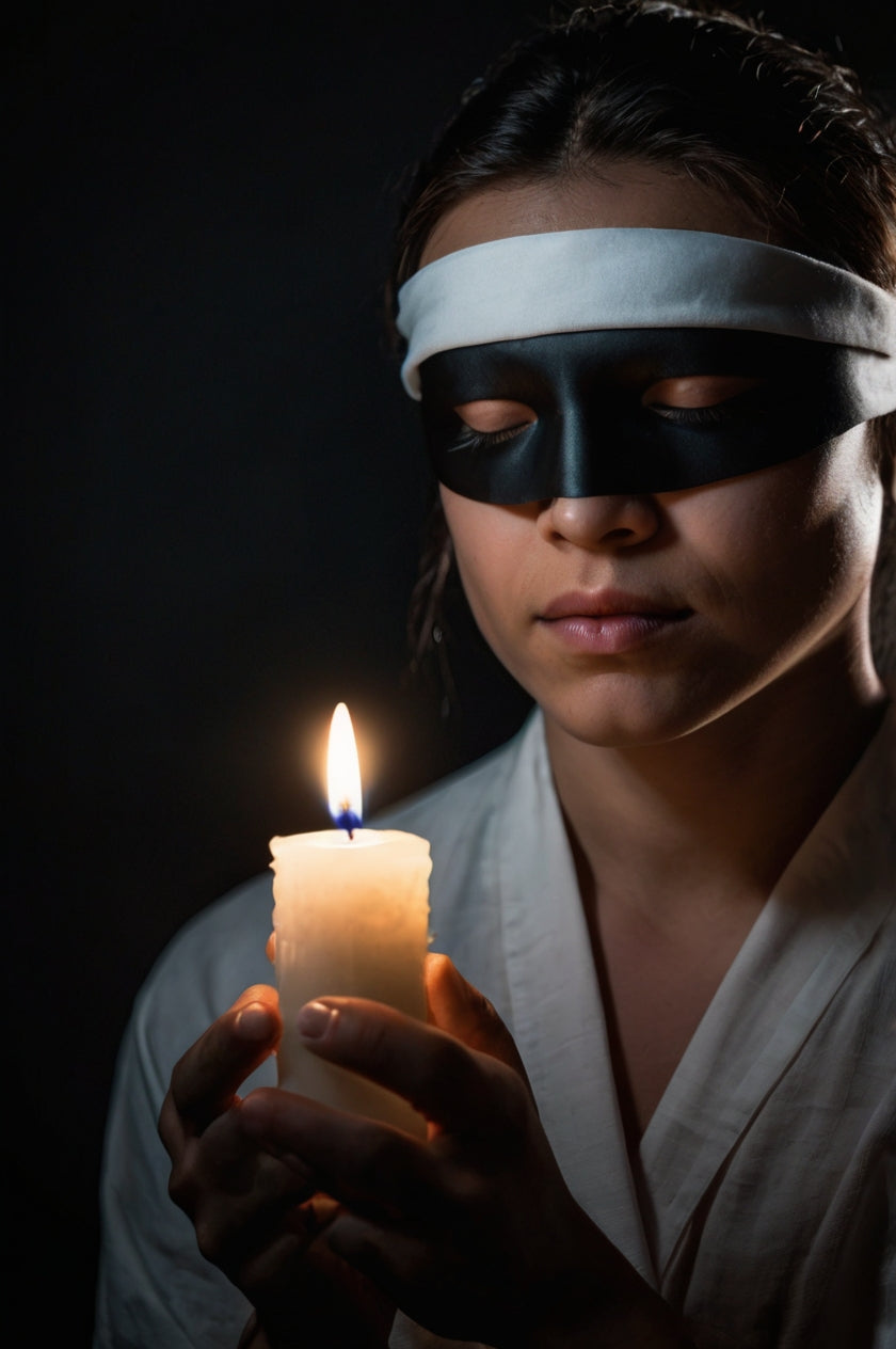 Dramatic Black & White Portrait with Candle