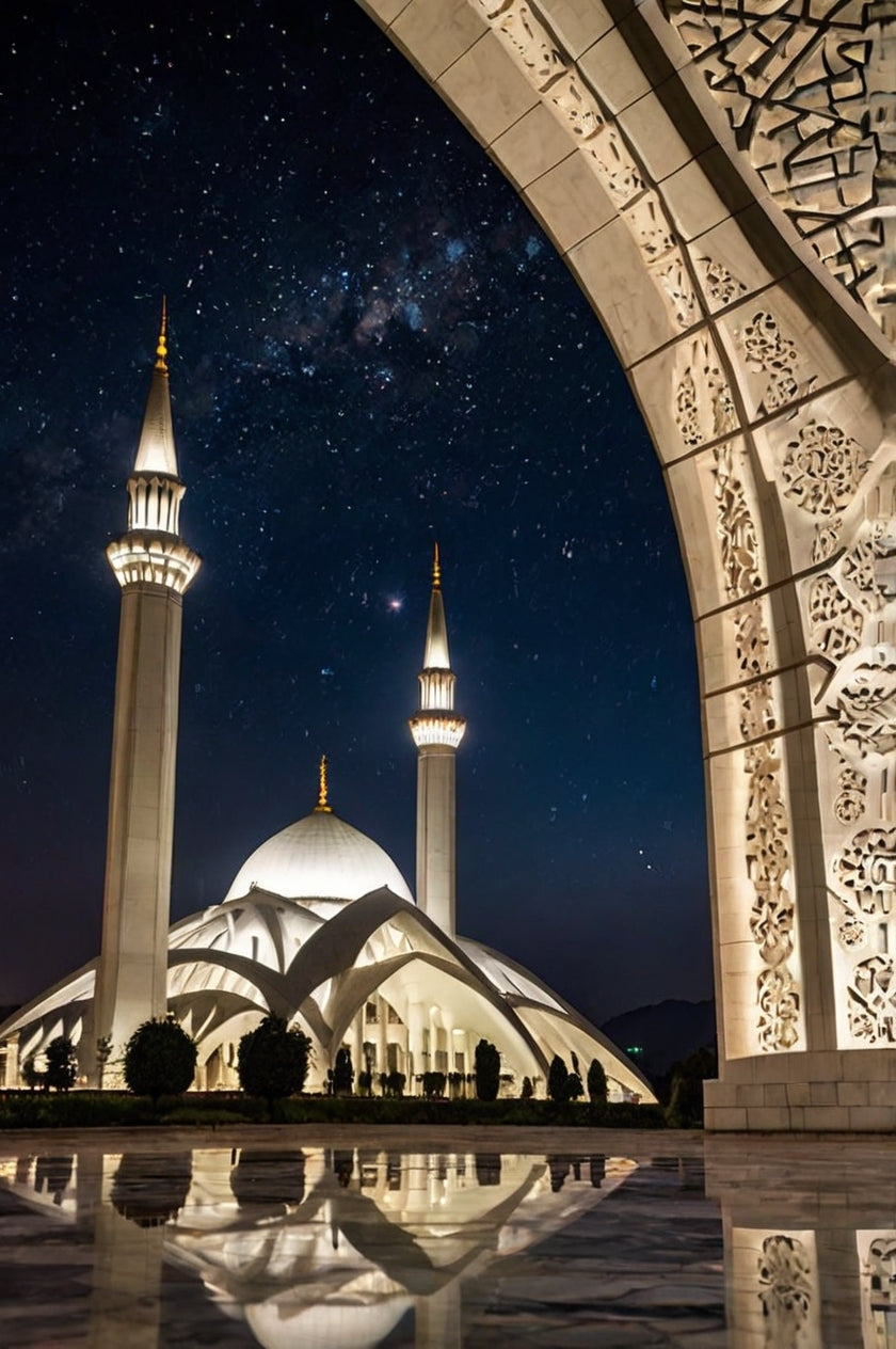 Majestic Faisal Mosque Under Stars My Store