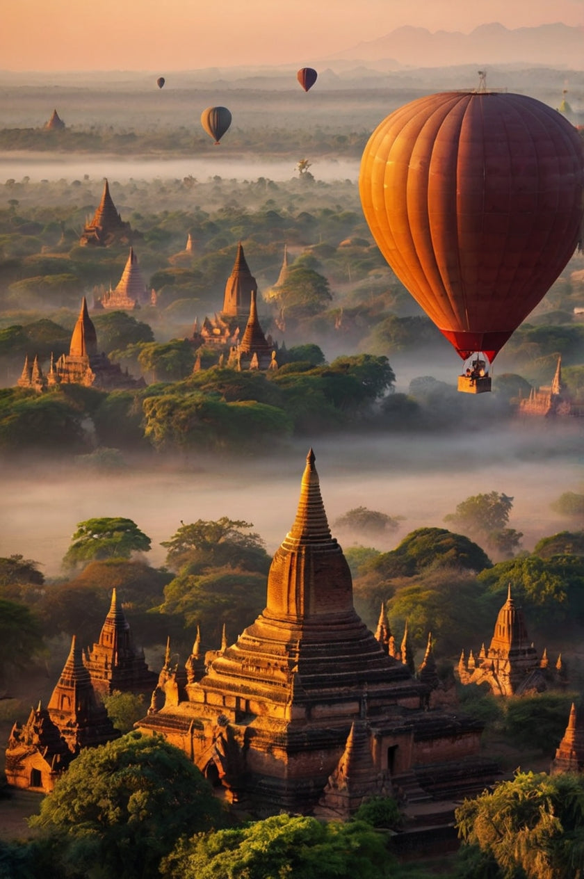 Sunrise Balloons Over Ancient Bagan My Store