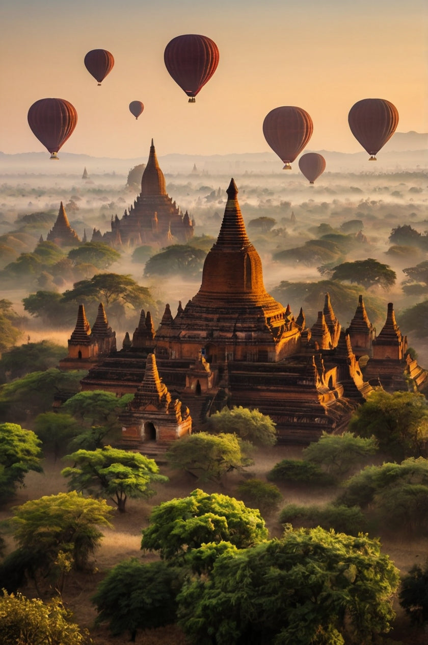 Sunrise Balloons Over Ancient Bagan My Store