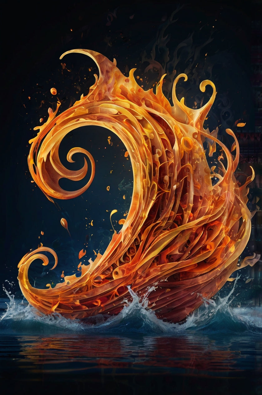 Burning Ampersand – Fiery Musical Notes Abstract Art Print