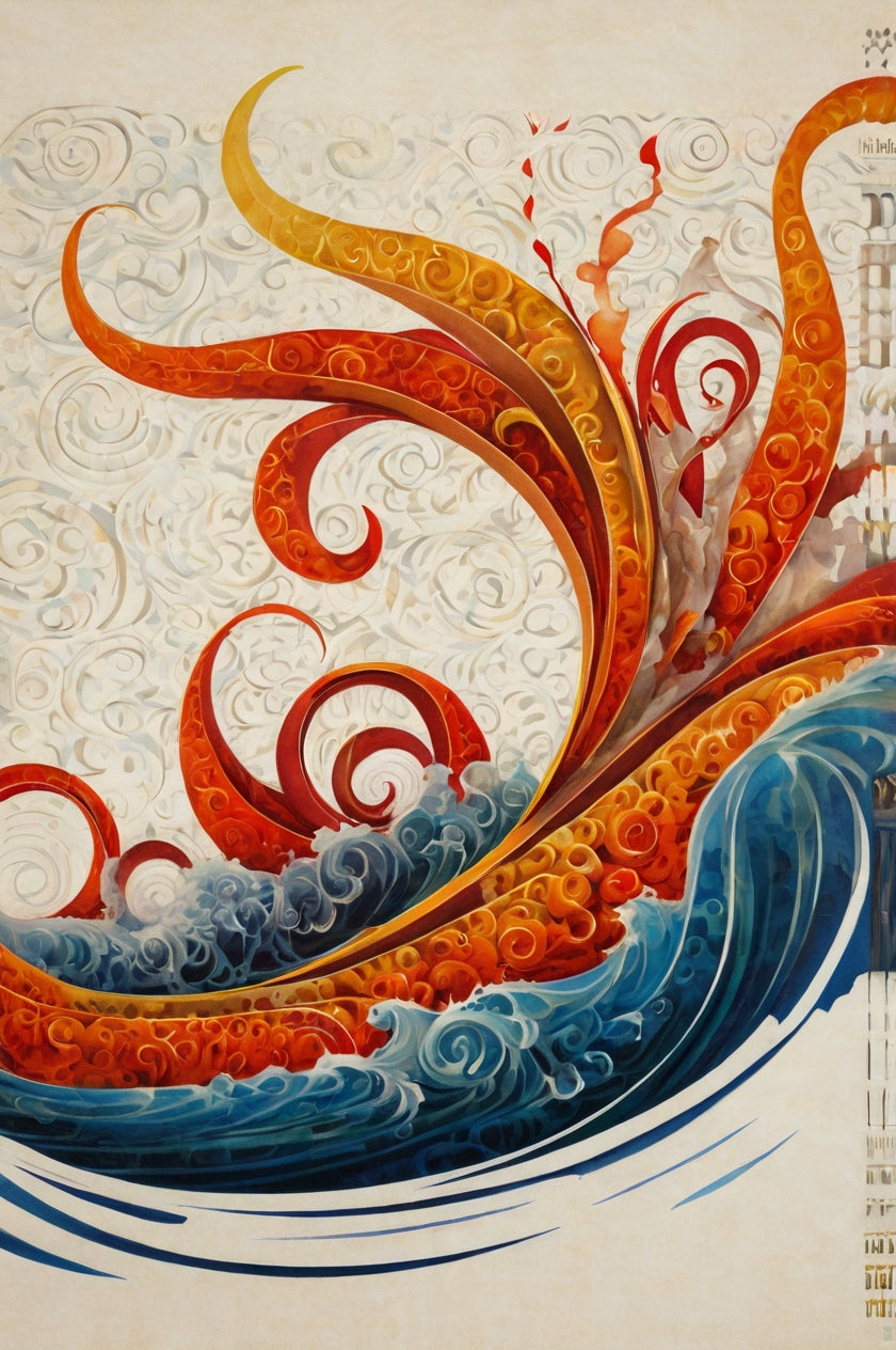 Burning Ampersand – Fiery Musical Notes Abstract Art Print