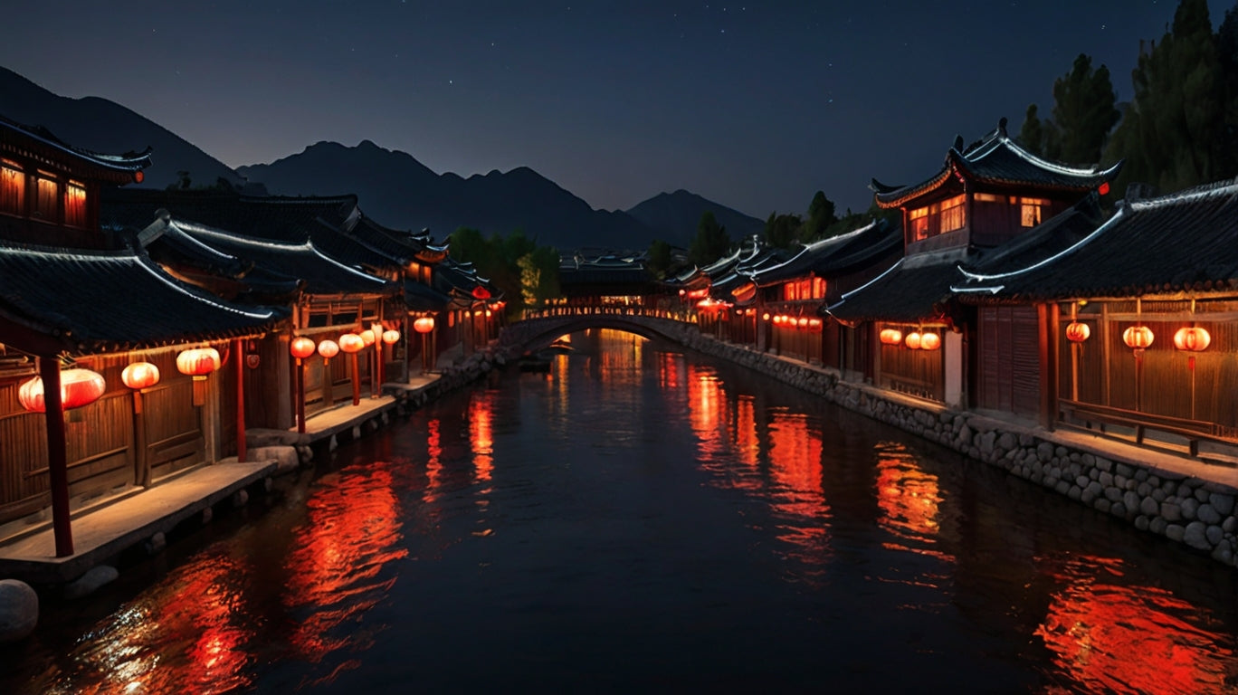 Moonlit Reflections of Ancient Town My Store