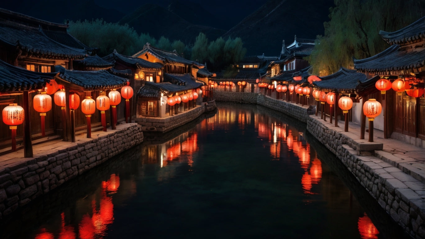 Moonlit Reflections of Ancient Town My Store