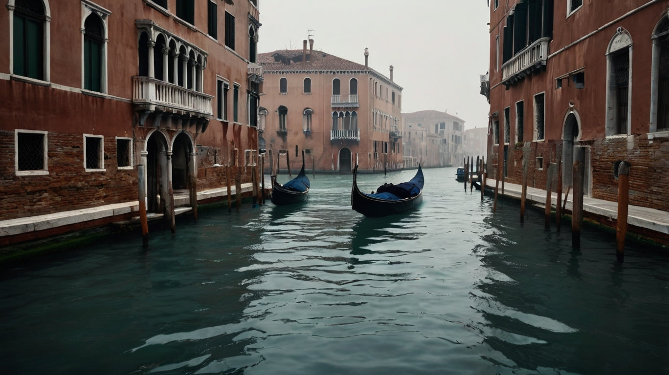 Venice in Silence – Misty Gondola Canal Atmospheric Photography