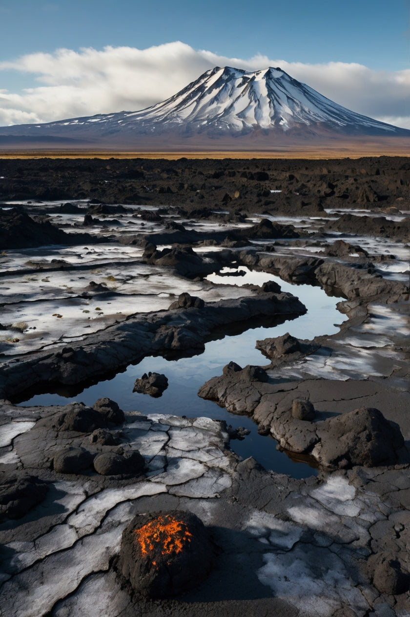 Black Sand Beach with Crashing Waves My Store