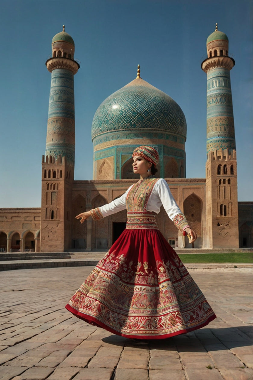 Emerald Traditional Dancer at Registan Square – Cultural Heritage Portrait